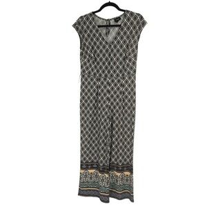 Tacera Jumpsuit Women PS Geometric Print V-Neck Sleeveless Wide Leg Boho Beach
